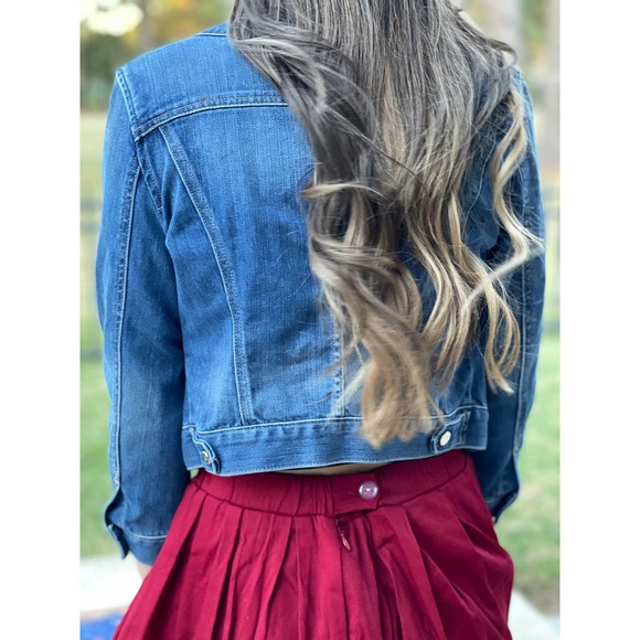 Red pleated knee length skirt W-Medium - Picture 4 of 4